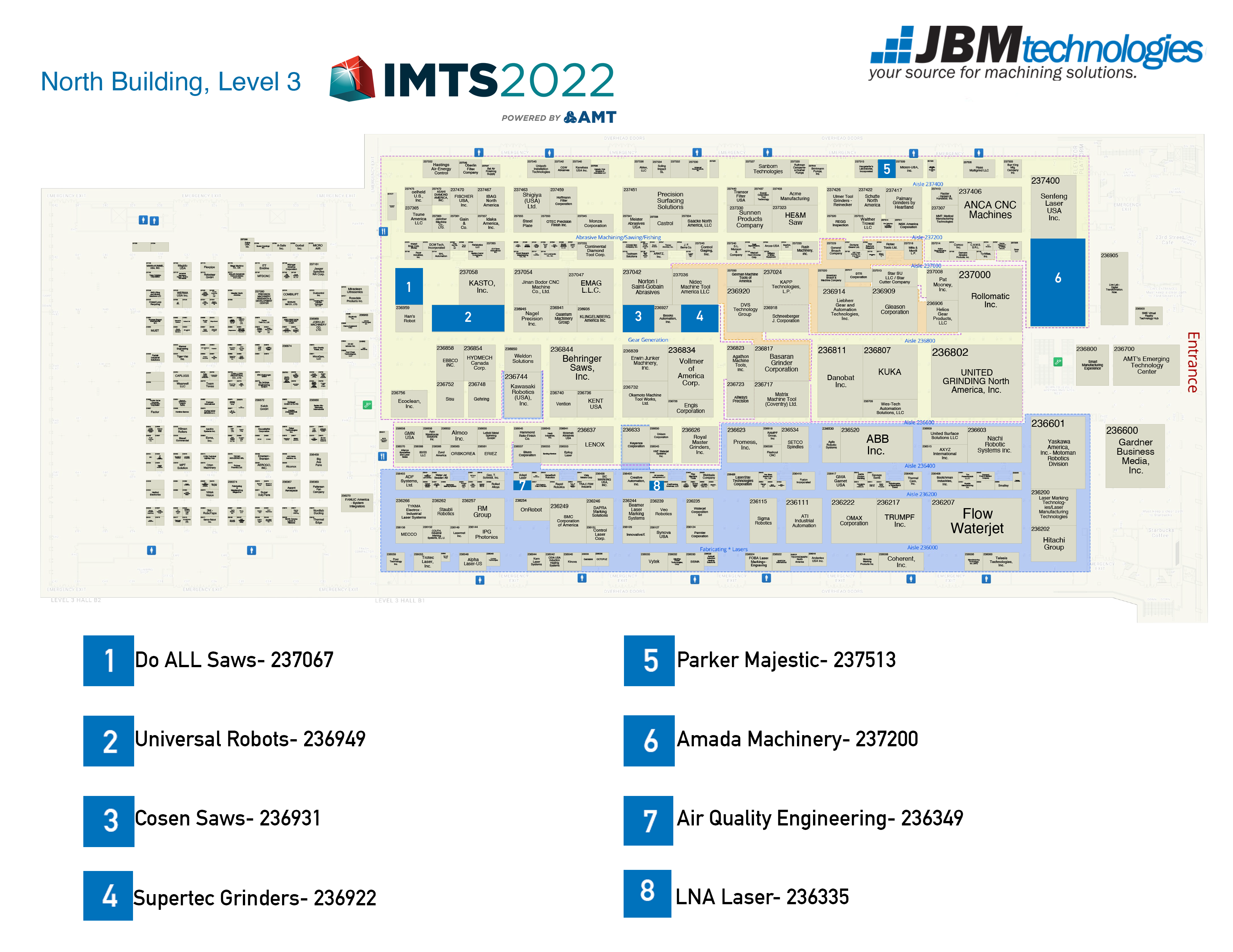 IMTS 2022 JBM Distributor Map JBM Technologies